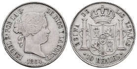 Elizabeth II (1833-1868). 10 reales. 1864. Madrid. (Cal-541). Ag. 12,84 g. Slightly cleaned. Choice VF. Est...70,00. 

Spanish Description: Isabel I...