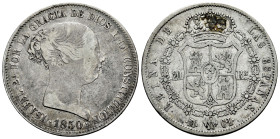 Elizabeth II (1833-1868). 20 reales. 1850. Madrid. CL. (Cal-591). Ag. 25,84 g. Choice F. Est...110,00. 

Spanish Description: Isabel II (1833-1868)....