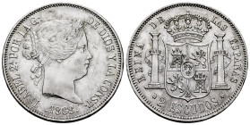 Elizabeth II (1833-1868). 2 escudos. 1868*18-68. Madrid. (Cal-647). Ag. 25,92 g. Faint scratches. Almost XF/XF. Est...180,00. 

Spanish Description:...