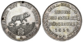 Germany. Anhalt-Bernburg. Alexander Carl. Taler. 1852. Berlin. A. (Km-84). (Jaeger-66). (Dav-504). Ag. 22,23 g. Original brightness. Almost MS. Est......