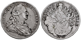 Germany. Bayern. Karl Theodor. 1 taler. 1778. Amberg. H.ST. (Km-563.2). (Dav-1967). Ag. 27,64 g. Traces of welding at 12 o´clock on edge. Cleaned. Alm...