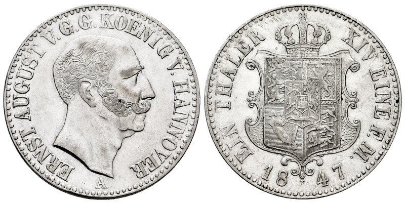 Germany. Hannover. Ernst August. Taler. 1847. (Km-197.1). Ag. 22,20 g. Almost XF...