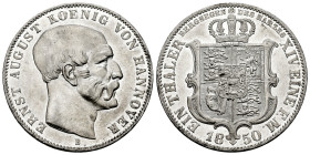 Germany. Hannover. Ernst August. Taler. 1850. (Km-209.2). Ag. 22,21 g. It retains some minor luster. AU. Est...250,00. 

Spanish Description: Aleman...