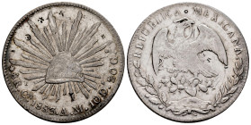 Mexico. 8 reales. 1883. Culiacan. AM. (Km-377.3). Ag. 26,82 g. Chop marks. VF/Almost VF. Est...40,00. 

Spanish Description: México. 8 reales. 1883....