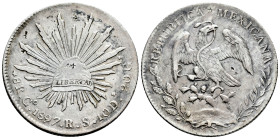 Mexico. 8 reales. 1897. Guanajuato. RS. (Km-377.8). Ag. 26,95 g. Small chop marks. Almost XF. Est...70,00. 

Spanish Description: México. 8 reales. ...