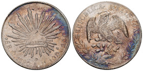 Mexico. 8 reales. 1890. Mexico. AM. (Km-377.10). Ag. 26,87 g. Chop marks. Cleaned. Choice VF. Est...50,00. 

Spanish Description: México. 8 reales. ...