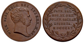 Low Countries. Wilhelm von Nassau. Medal. 1815. Anv.: WILH NASS BELG REX LUXEMB M DUX his bust right. Rev.: PATR SAL / REG ET ORD / SOLEN SACRAM / ASS...