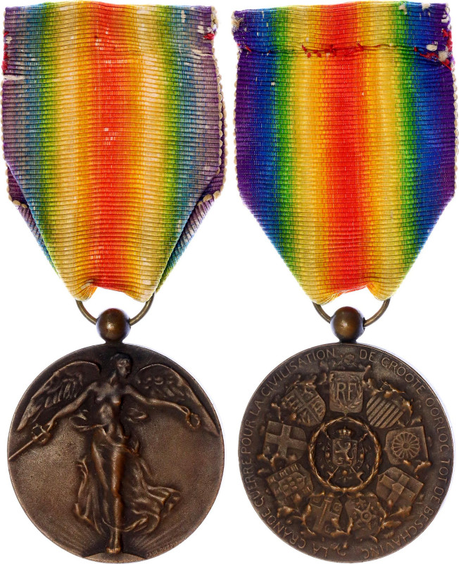 Belgium WW I Victory Medal 1919 

Barac# 144, Bronze 36 mm.; With original rib...