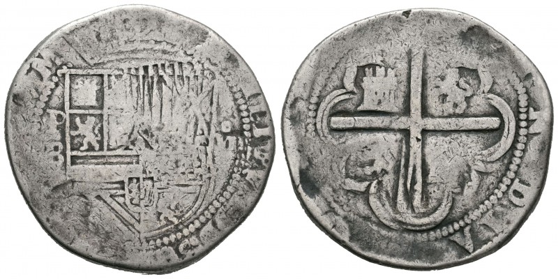 Felipe III (1598-1621). 8 reales. Potosí. B. (Cal-121). Ag. 26,24 g. BC. Est...9...