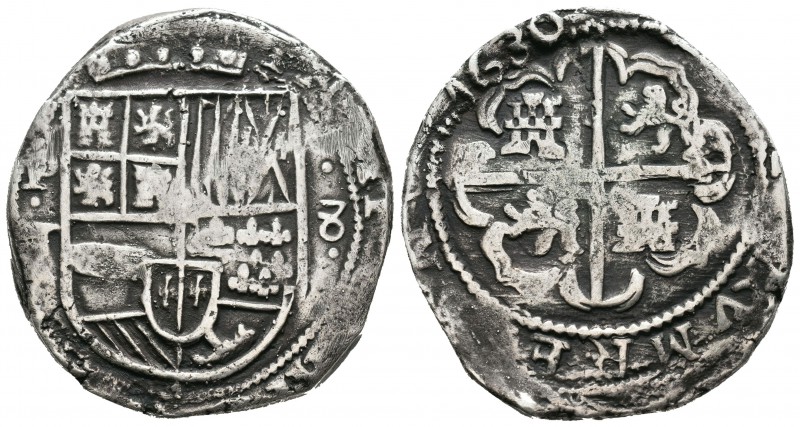 Felipe IV (1621-1665). 8 reales. Potosí. T. (Cal-tipo 113). Ag. 28,04 g. Fecha 1...