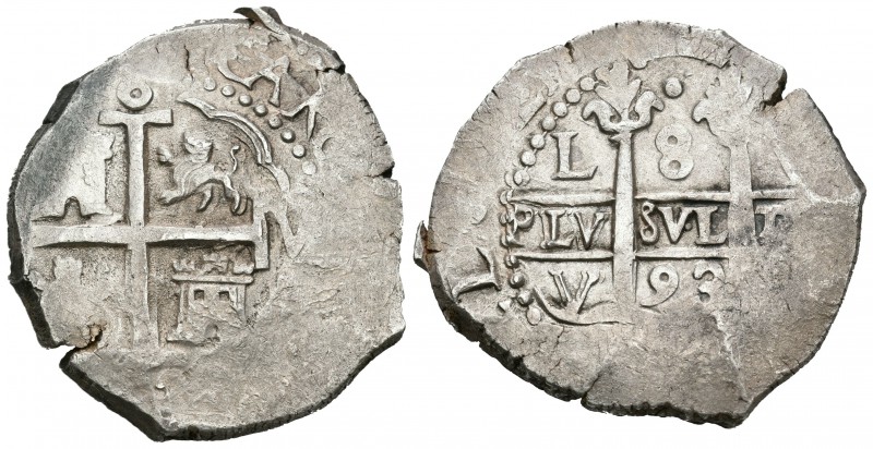 Carlos II (1665-1700). 8 reales. 1693. Lima. V. (Cal-236). Ag. 27,36 g. Nombre d...