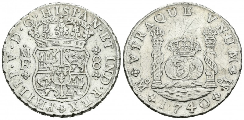 Felipe V (1700-1746). 8 reales. 1740. México. MF. (Cal-790). Ag. 26,74 g. Limpia...