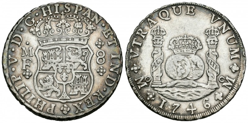 Felipe V (1700-1746). 8 reales. 1746. México. MF. (Cal-800). Ag. 26,97 g. MBC+/E...
