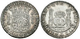 Felipe V (1700-1746). 8 reales. 1746. México. MF. (Cal-800). Ag. 26,97 g. MBC+/EBC-. Est...300,00.