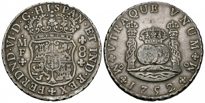 Fernando VI (1746-1759). 8 reales. 1752. México. MF. (Cal-329). Ag. 27,09 g. MBC...