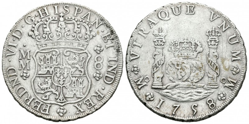 Fernando VI (1746-1759). 8 reales. 1758. México. MM. (Cal-343). Ag. 26,88 g. MBC...