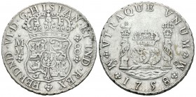 Fernando VI (1746-1759). 8 reales. 1758. México. MM. (Cal-343). Ag. 26,88 g. MBC-. Est...120,00.