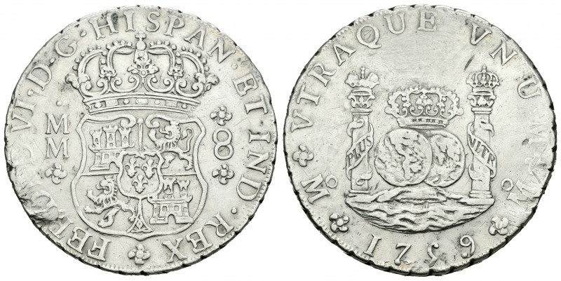 Fernando VI (1746-1759). 8 reales. 1759. México. MM. (Cal-344). Ag. 26,68 g. MBC...
