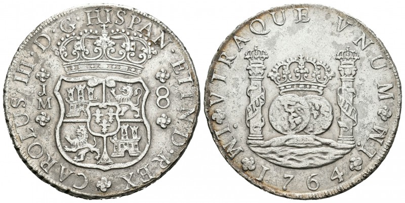 Carlos III (1759-1788). 8 reales. 1764. Lima. JM. (Cal-840). Ag. 26,57 g. Punto ...