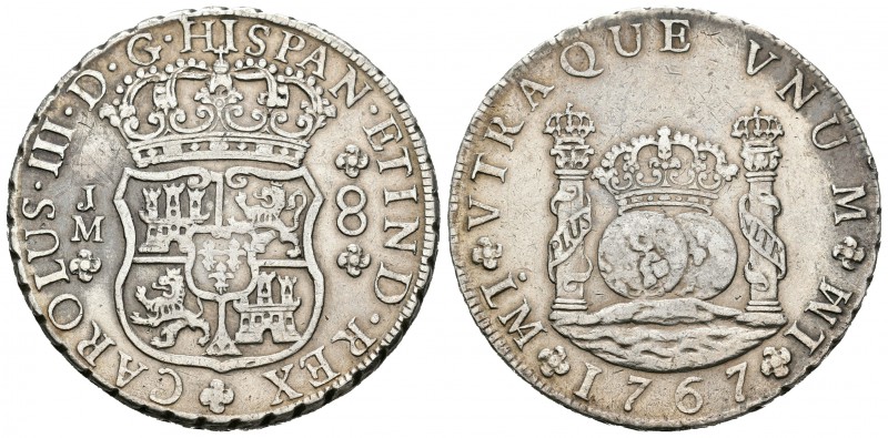 Carlos III (1759-1788). 8 reales. 1767. Lima. JM. (Cal-843). Ag. 26,98 g. Punto ...
