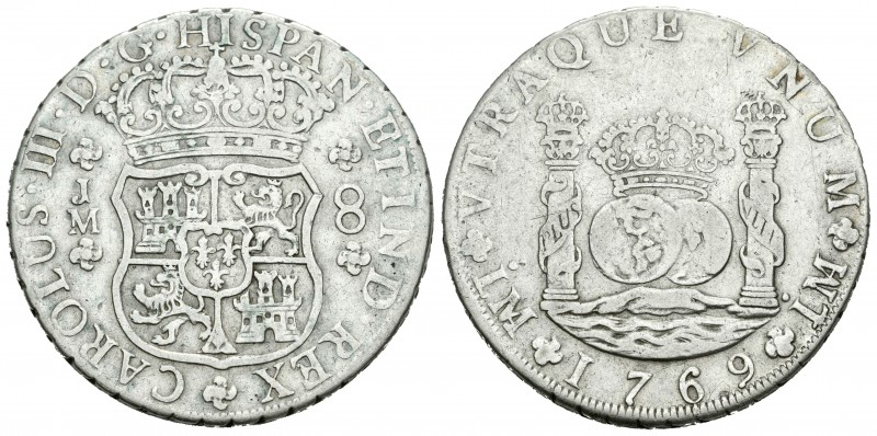 Carlos III (1759-1788). 8 reales . 1769. Lima. JM. (Cal-845). Ag. 26,44 g. BC+. ...