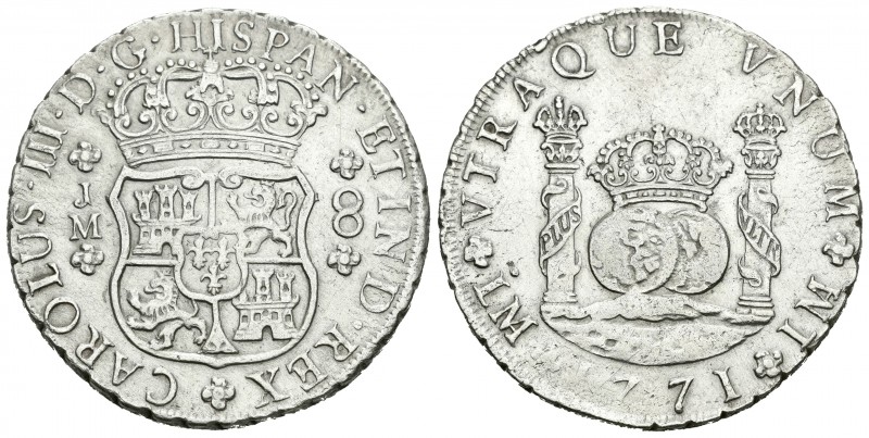 Carlos III (1759-1788). 8 reales. 1771. Lima. JM. (Cal-848). Ag. 26,47 g. Suavem...