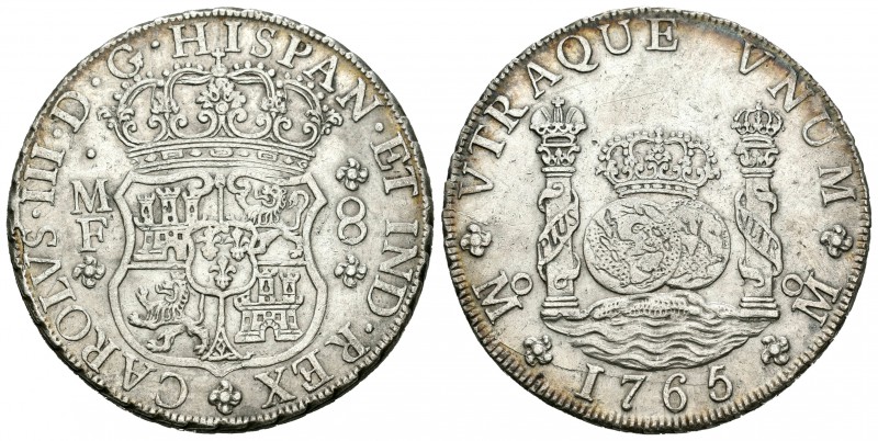 Carlos III (1759-1788). 8 reales. 1765. México. MF. (Cal-901). Ag. 26,91 g. Golp...