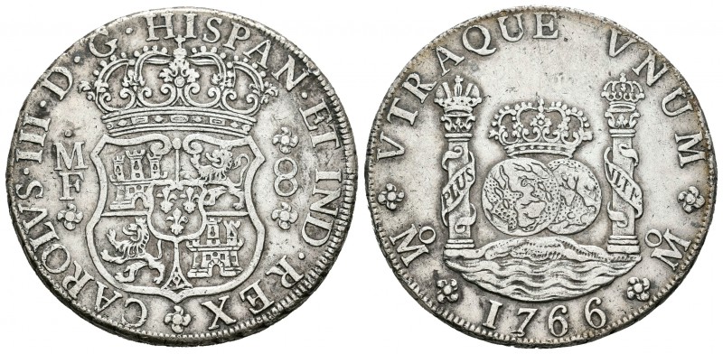 Carlos III (1759-1788). 8 reales. 1766. México. MF. (Cal-901). Ag. 26,63 g. MBC+...
