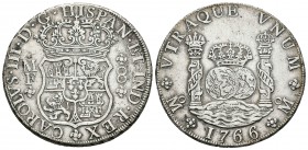 Carlos III (1759-1788). 8 reales. 1766. México. MF. (Cal-901). Ag. 26,63 g. MBC+. Est...180,00.