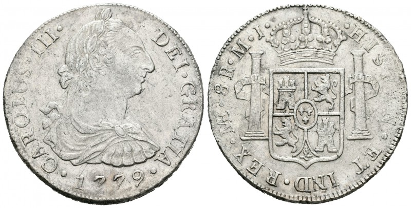 Carlos III (1759-1788). 8 reales. 1779. Lima. MJ. (Cal-860). Ag. 26,91 g. Buen e...