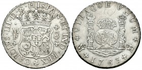 Carlos III (1759-1788). 8 reales. 1763. México. MF. (Cal-897). Ag. 26,89 g. Rayas en reverso. MBC. Est...170,00.