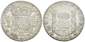 Carlos III (1759-1788). 8 reales. 1765. México. MF. (Cal-901). Ag. 27,04 g. MBC+. Est...220,00.