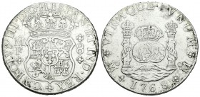 Carlos III (1759-1788). 8 reales. 1768. México. MF. (Cal-908). Ag. 26,69 g. Limpiada. MBC-. Est...160,00.