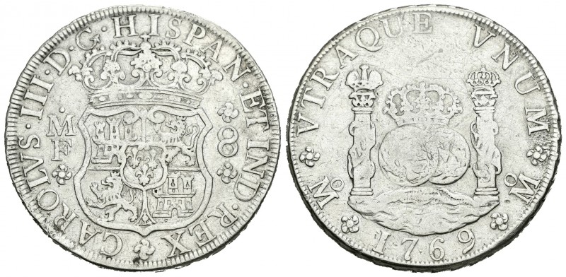 Carlos III (1759-1788). 8 reales. 1769. México. MF. (Cal-909). Ag. 26,51 g. BC+....