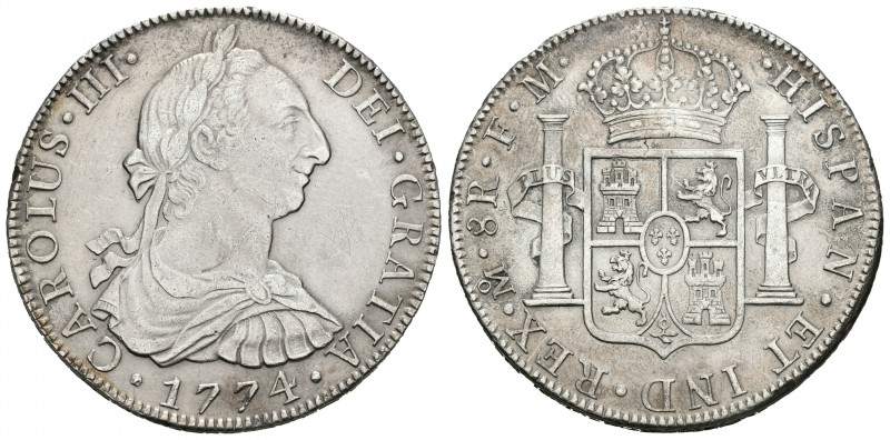 Carlos III (1759-1788). 8 reales. 1774. México. FM. (Cal-919). Ag. 26,83 g. Golp...