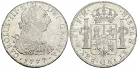 Carlos III (1759-1788). 8 reales. 1777. México. FM. (Cal-923). Ag. 26,97 g. Restos de brillo original. Escasa en esta conservación. EBC-. Est...180,00...