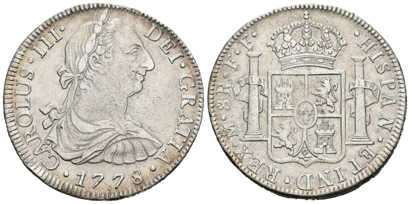 Carlos III (1759-1788). 8 reales. 1778. México. FF. (Cal-926). Ag. 26,88 g. MBC+...