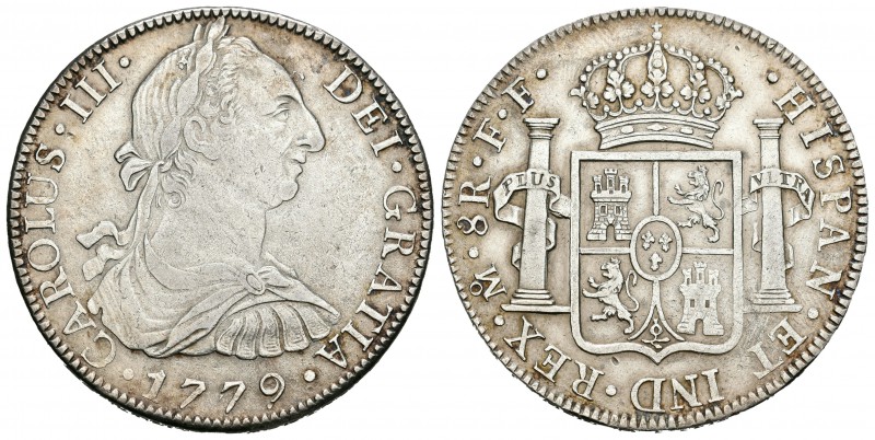 Carlos III (1759-1788). 8 reales. 1779. México. FF. (Cal-929). Ag. 26,37 g. MBC+...