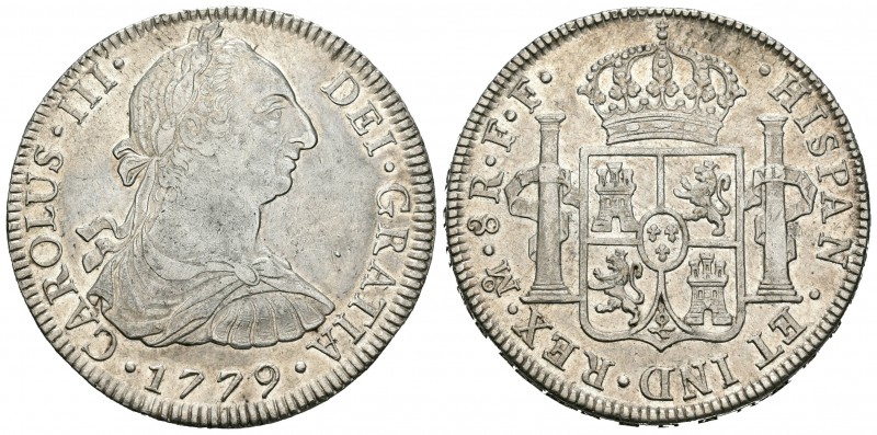 Carlos III (1759-1788). 8 reales. 1779. México. FF. (Cal-929). Ag. 26,86 g. Rest...