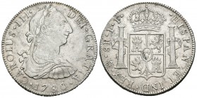 Carlos III (1759-1788). 8 reales. 1780. México. FF. (Cal-930). Ag. 26,96 g. MBC+/EBC-. Est...140,00.