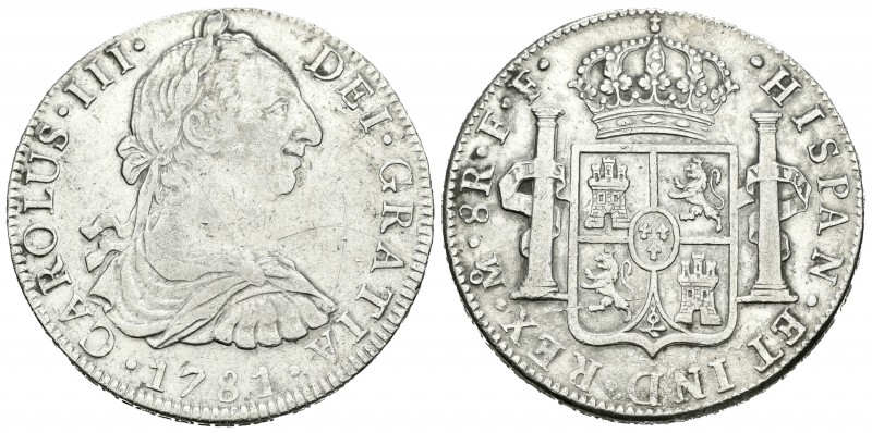 Carlos III (1759-1788). 8 reales. 1781. México. FF. (Cal-931). Ag. 26,76 g. Rayi...