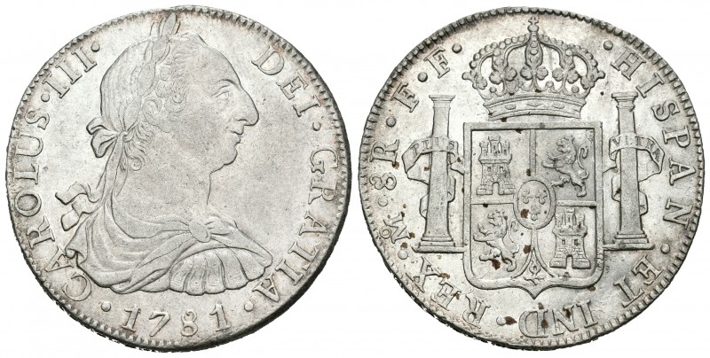 Carlos III (1759-1788). 8 reales. 1781. México. FF. (Cal-931). Ag. 26,93 g. Manc...