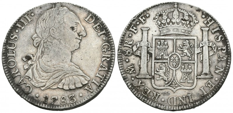 Carlos III (1759-1788). 8 reales. 1783. México. FF. (Cal-933). Ag. 26,83 g. Manc...