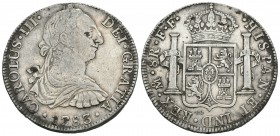 Carlos III (1759-1788). 8 reales. 1783. México. FF. (Cal-933). Ag. 26,83 g. Manchitas. MBC/MBC+. Est...75,00.