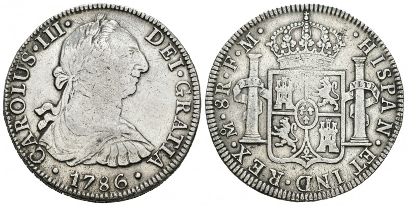 Carlos III (1759-1788). 8 reales. 1786. México. FM. (Cal-939). Ag. 26,62 g. Limp...