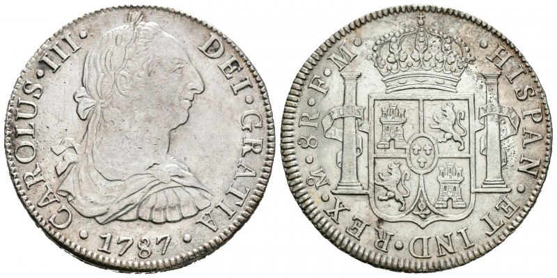 Carlos III (1759-1788). 8 reales. 1787. México. FM. (Cal-941). Ag. 26,68 g. Pequ...