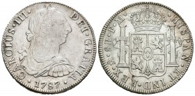 Carlos III (1759-1788). 8 reales. 1787. México. FM. (Cal-941). Ag. 26,68 g. Pequeñas oxidaciones superficiales limpiadas. EBC-. Est...140,00.