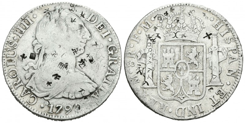Carlos IV (1788-1808). 8 reales. 1790. México. FM. (Cal-683). Ag. 26,43 g. Busto...