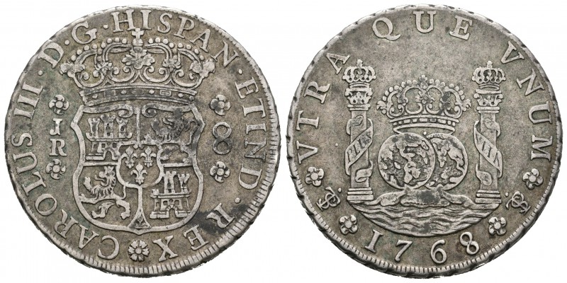 Carlos III (1759-1788). 8 reales. 1768. Potosí. JR. (Cal-967). Ag. 26,58 g. Rose...