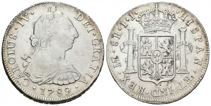 Carlos IV (1788-1808). 8 reales. 1789. Lima. IJ. (Cal-641). Ag. 26,81 g. Busto d...